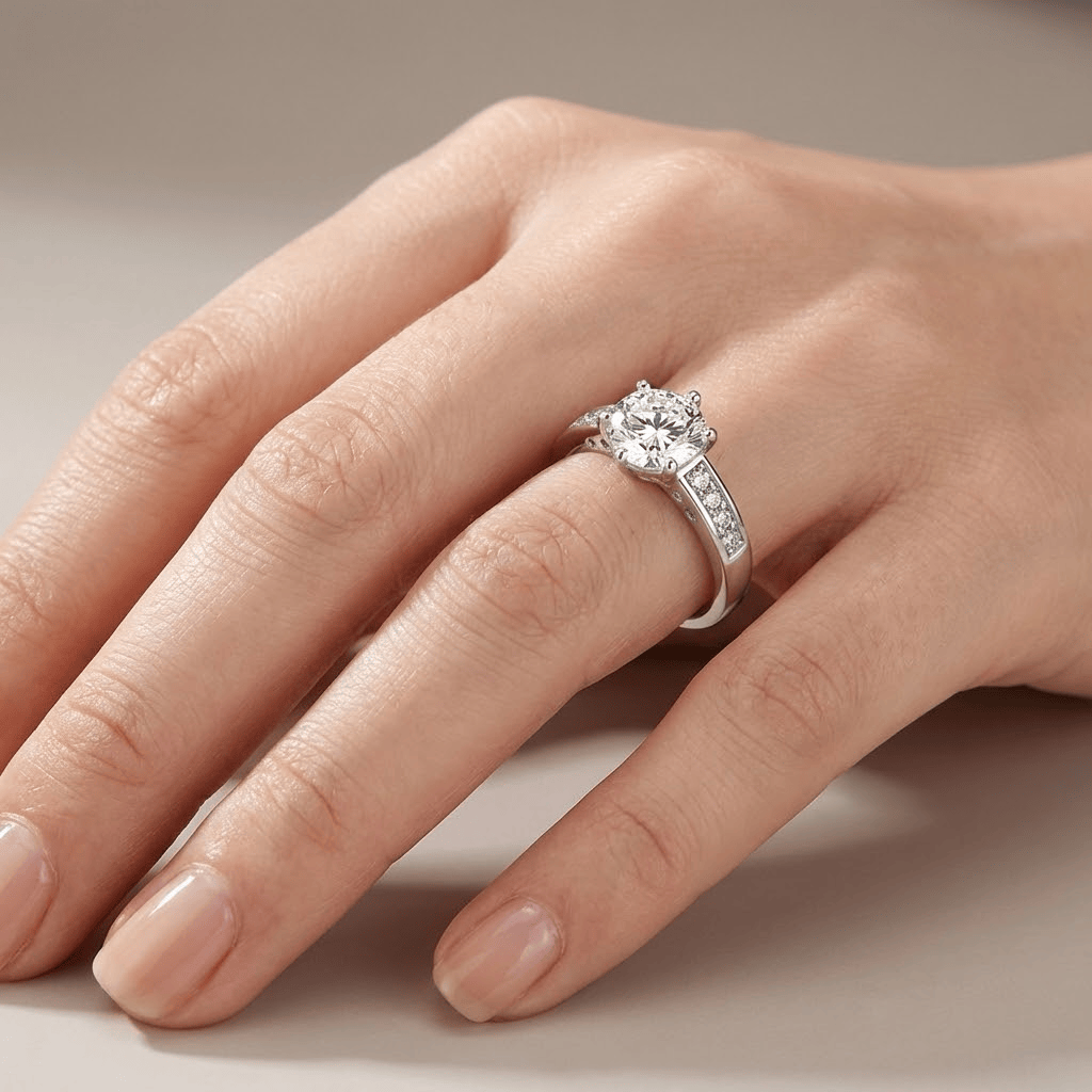 Silver Round Diamond Classic Ring by Rose & Oliver - product image 2