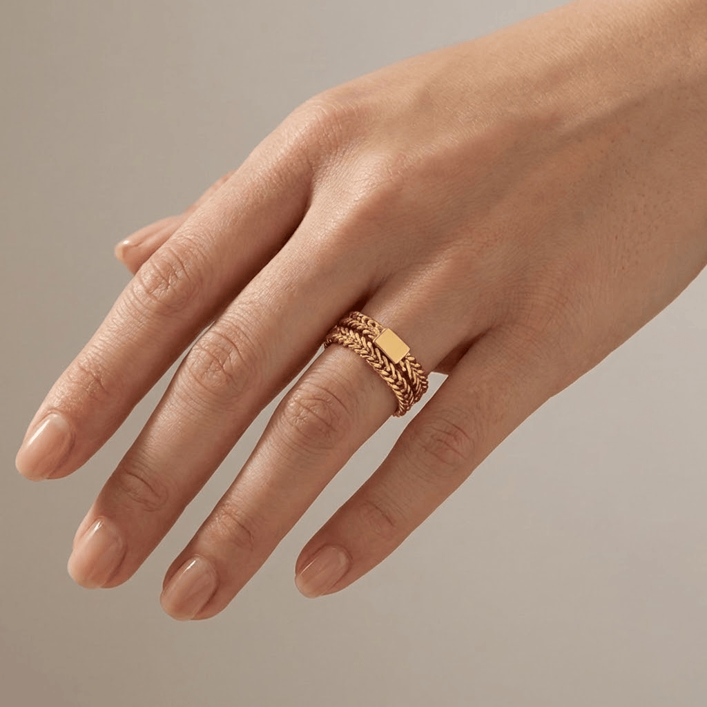 Gold Braided Mesh Band Ring by Rose & Oliver, alternate product view