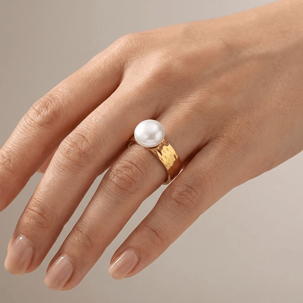 Gold Pearl Vintage Ring by Rose & Oliver, alternate product view