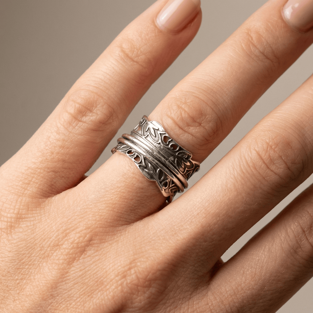 Ring-Set aus Silber mit Zirkonia, gestapelt, Schmuck der Marke Rose & Oliver, der glänzende und elegante Details zeigt