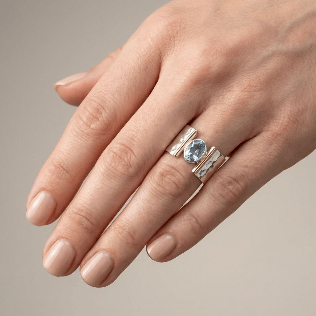 Silver Gold Topaz Modern Ring by Rose & Oliver, alternate product view