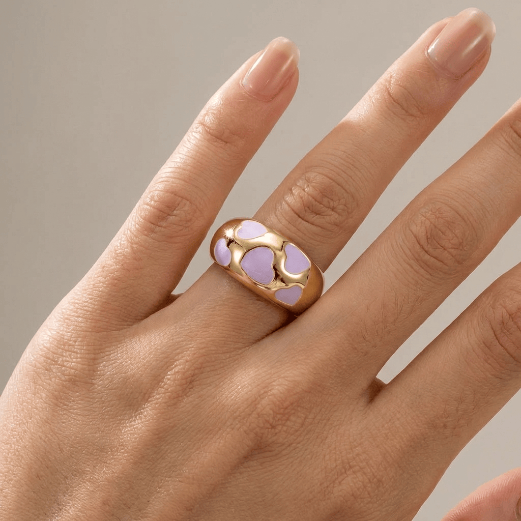 Gold Purple Enamel Dome Ring by Rose & Oliver, alternate product view