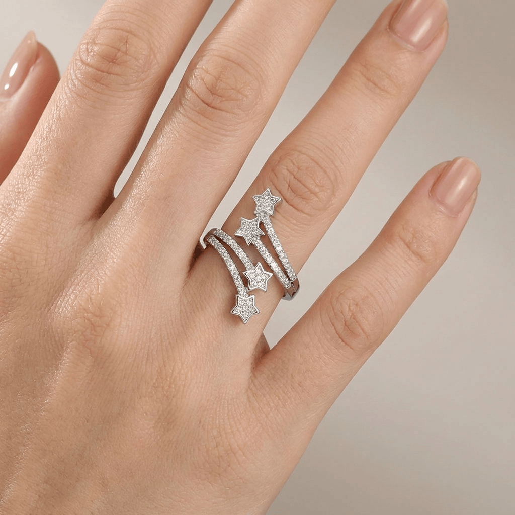 Silver Star Zirconia Wrap - (Adjustable) by Rose & Oliver, alternate product view
