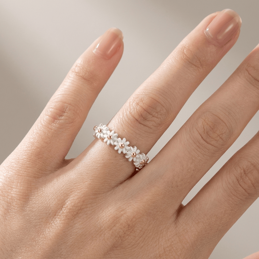 Daisy Cluster Band Ring - (Adjustable) by Rose & Oliver, alternate product view