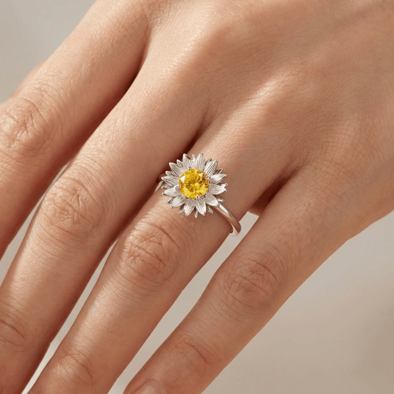 Sunflower Ring - (Adjustable) by Rose & Oliver, alternate product view