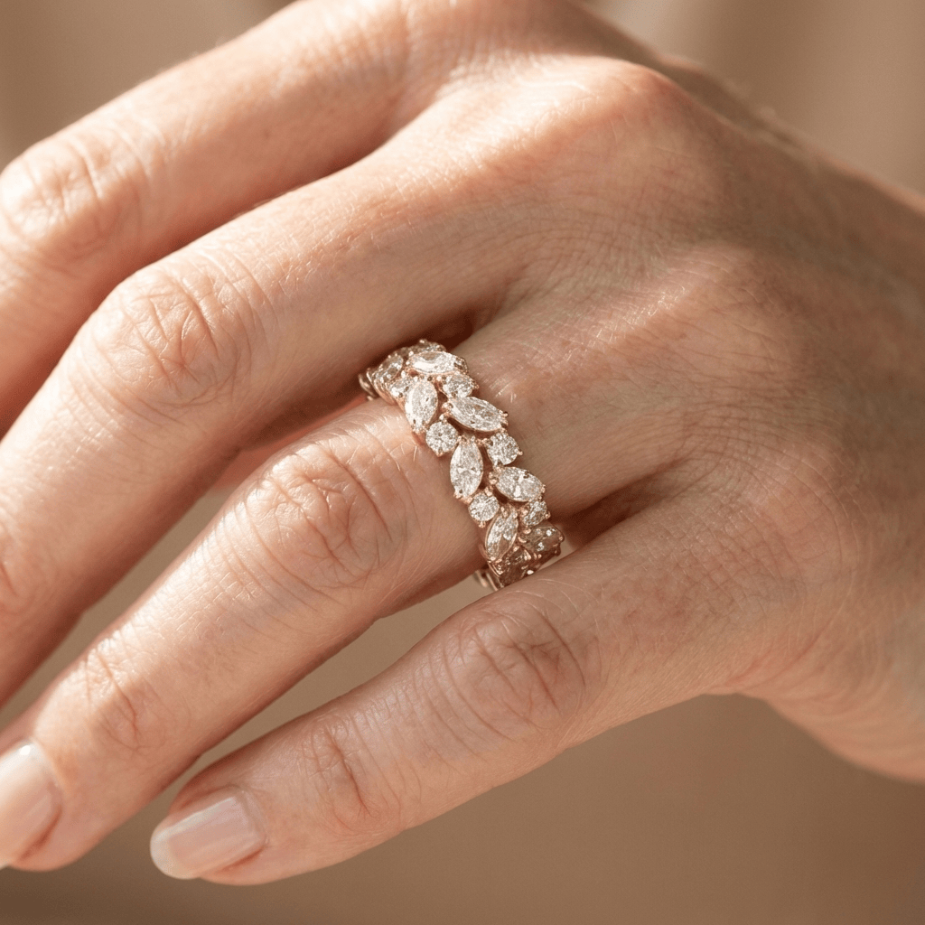 Gold Marquise Zirconia Cascade Ring by Rose & Oliver, alternate product view