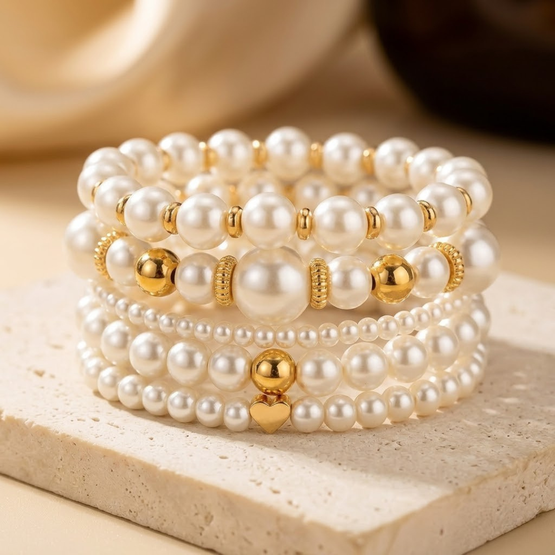 Gold Pearl Beaded Bracelet Set by Rose & Oliver - product image 2