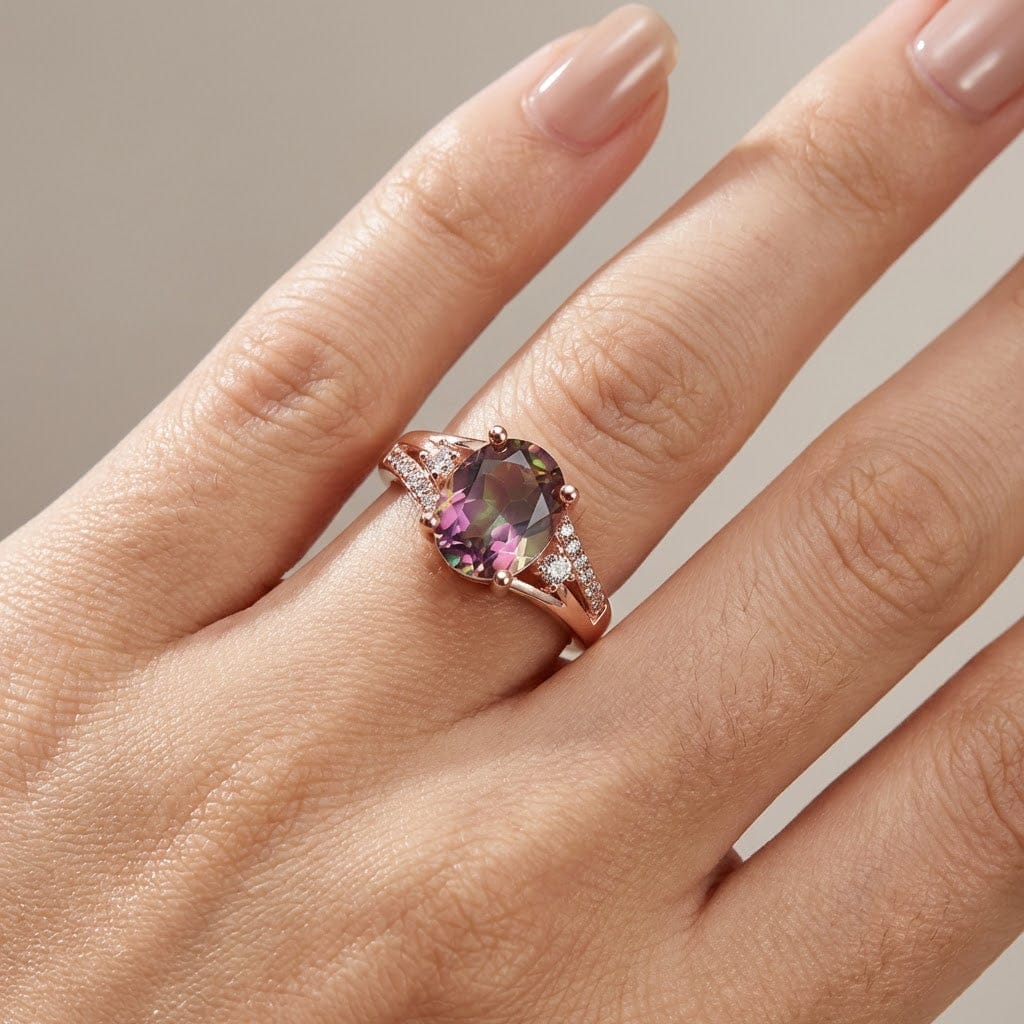 Mystic Topaz Rose Gold Ring by Rose & Oliver, alternate product view