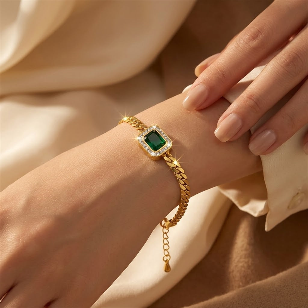 Gold Emerald Chain Bracelet by Rose & Oliver - product image 2
