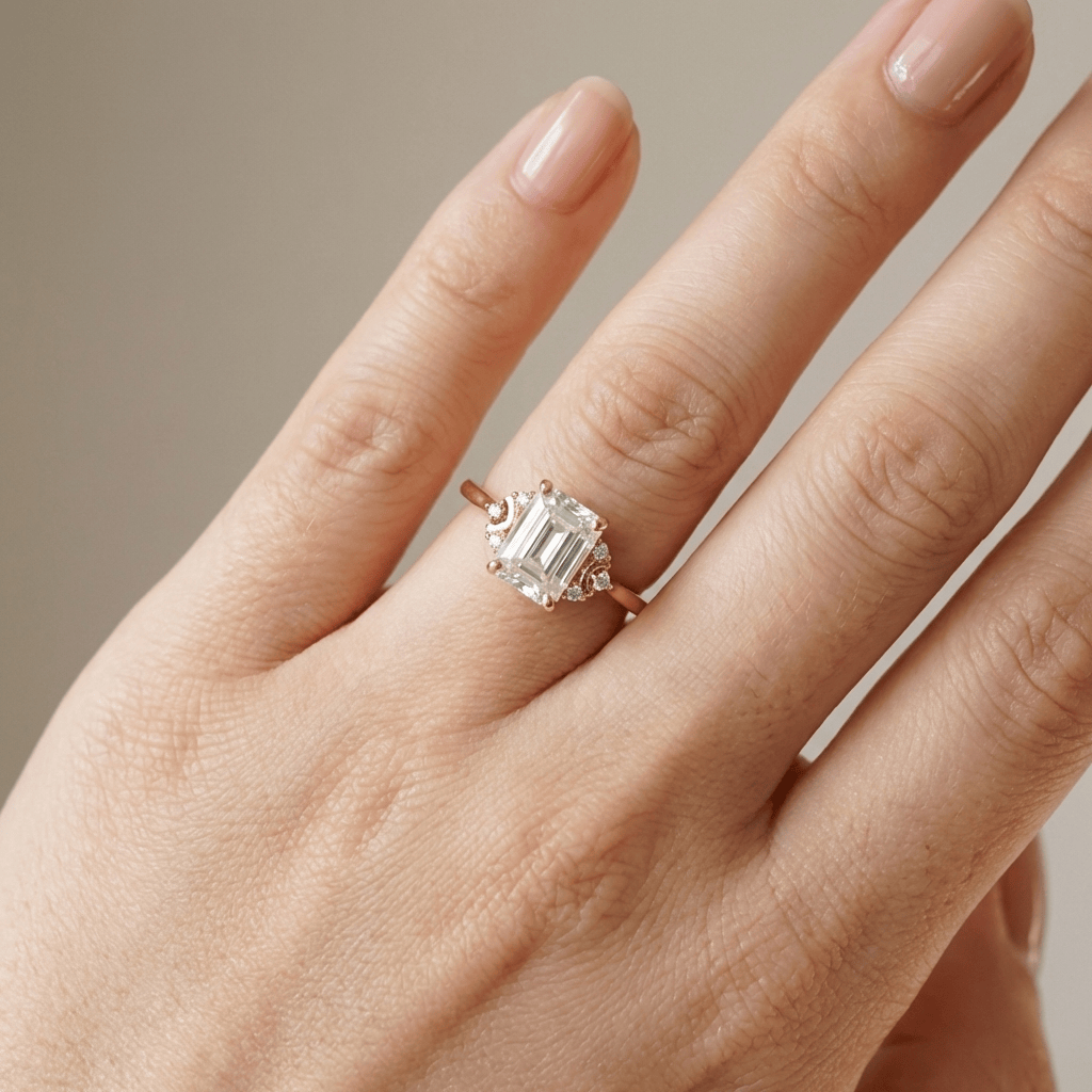 Silver Baguette Diamond Ring by Rose & Oliver, alternate product view