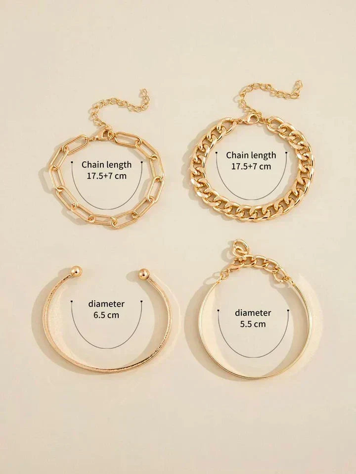 Conjunto de pulseiras Elan Mercer em ouro branco da Rose & Oliver, com detalhes elegantes e acabamento refinado.