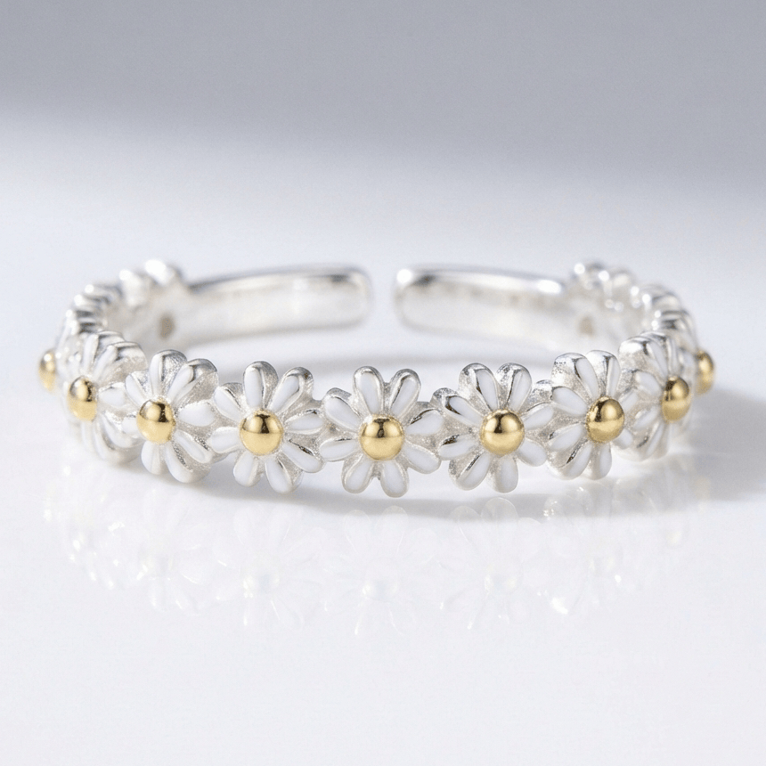 Daisy Cluster Band Ring - (Adjustable) by Rose & Oliver, main product view