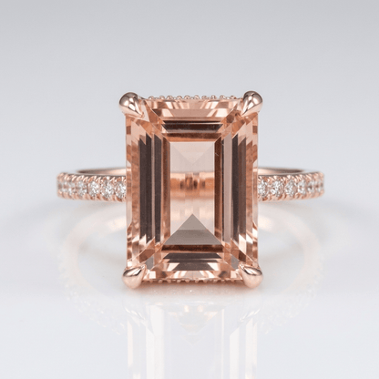 Rose Gold Morganite Pave Ring by Rose & Oliver, main product view