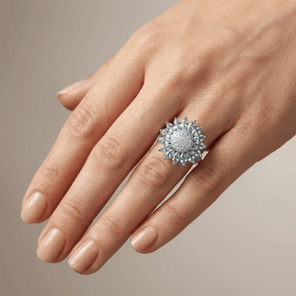 Silver Blue Topaz Flower Ring by Rose & Oliver - product image 2