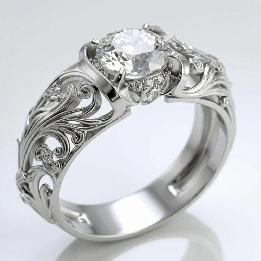 Vintage-Ring aus Silber Rose & Oliver mit elegantem Design und klassischen Details, besonders hervorzuheben sind das polierte Finish und der raffinierte Stil.