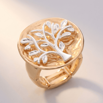 Anel ajustável Rose Gold Tree of Life da Rose & Oliver com design delicado e detalhes de árvore estilizada.
