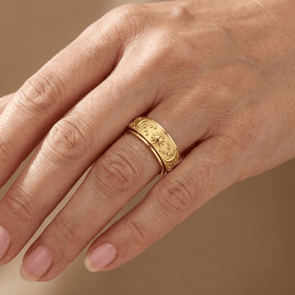 Gold Rotatable Celestial Band Ring by Rose & Oliver, alternate product view