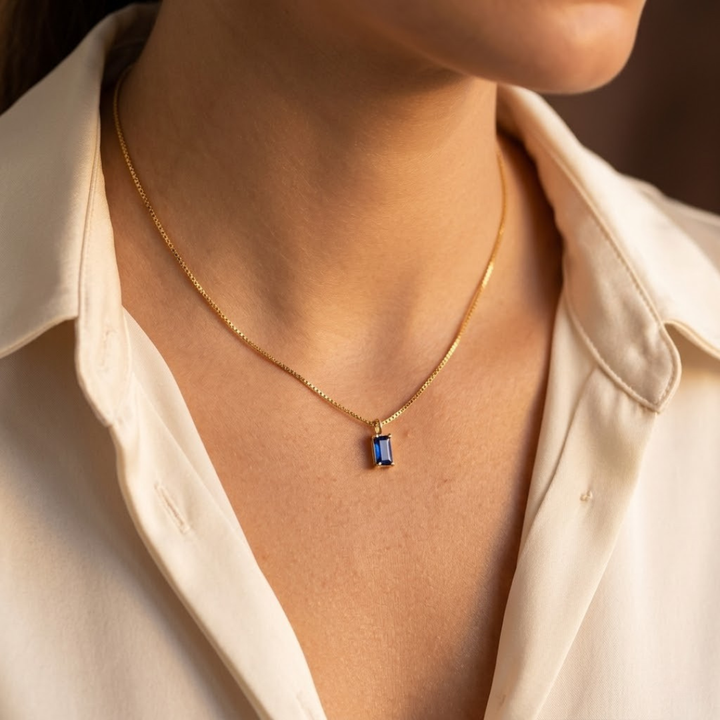 Gold Sapphire Minimalist Necklace by Rose & Oliver - product image 1
