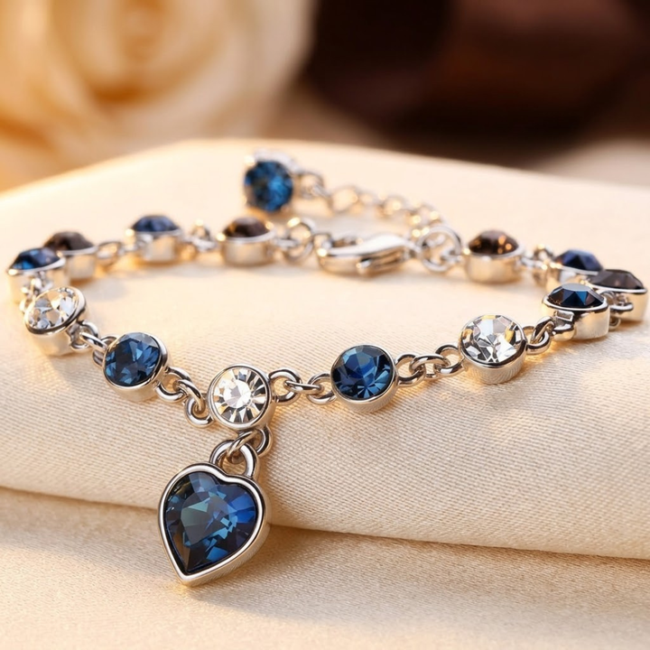 Silver Sapphire Heart Chain Bracelet by Rose & Oliver - product image 1