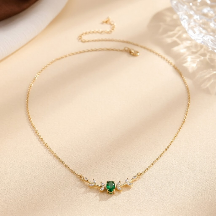 Gold Emerald Minimalist Necklace by Rose & Oliver - product image 1