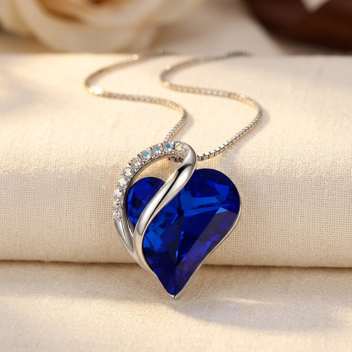 Silver Sapphire Heart Necklace by Rose & Oliver - product image 1