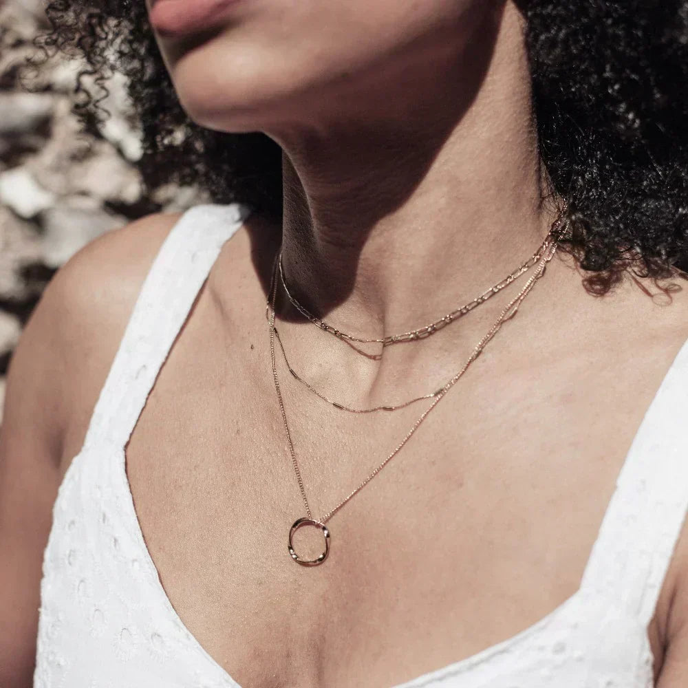Circa™ | Gold Open Circle Three Row Necklace by Rose & Oliver - product image 3