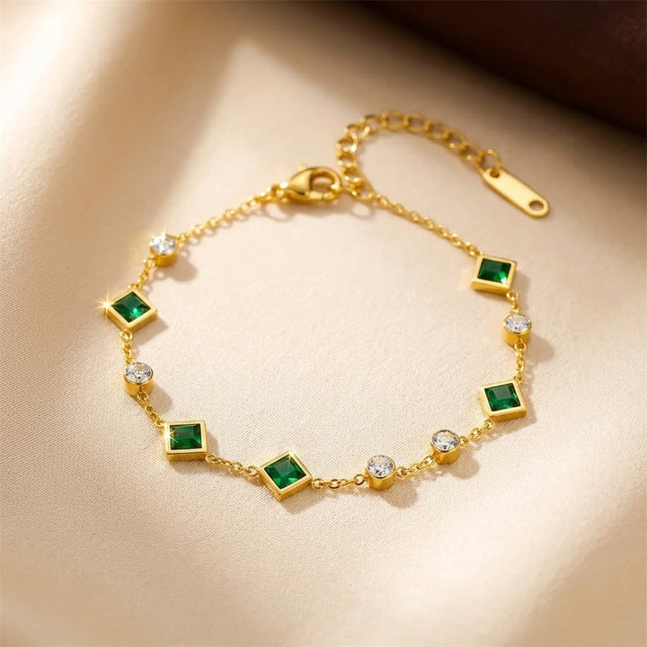 Gold Emerald Station Bracelet by Rose & Oliver - product image 1