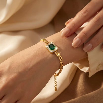 Gold Emerald Chain Bracelet by Rose & Oliver - product image 2