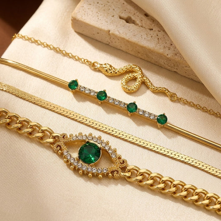 Gold Emerald Charm Bracelet Set by Rose & Oliver - product image 1