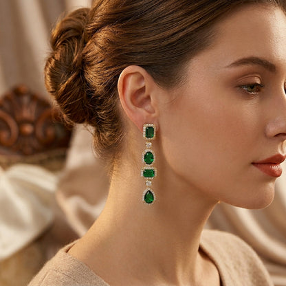 Gold Emerald Multi-Shape Drop Earrings by Rose & Oliver - product image 2