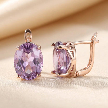 Rose Gold Amethyst Stud Earrings by Rose & Oliver - product image 1