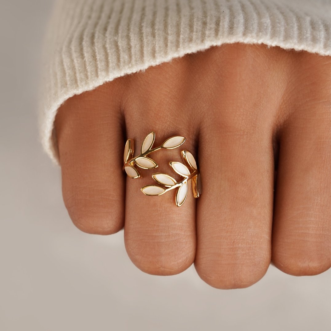 Gold Leaf Motif Ring by Rose & Oliver - product image 2