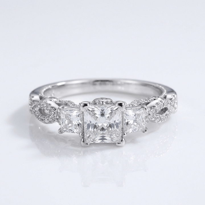 Three Stone Zirconia Silver Twist Ring by Rose & Oliver - product image 1