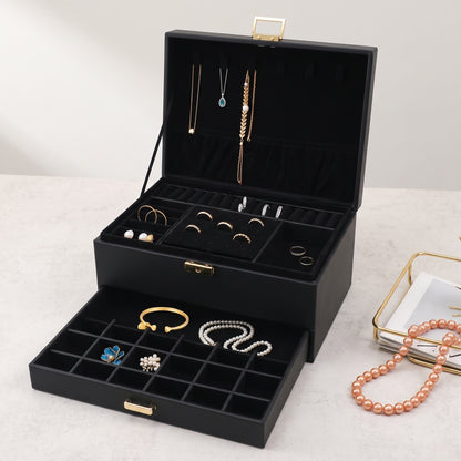 Organizador de joias Deluxe da Rose & Oliver com compartimentos para anéis, colares e brincos, feito de material resistente e elegante.